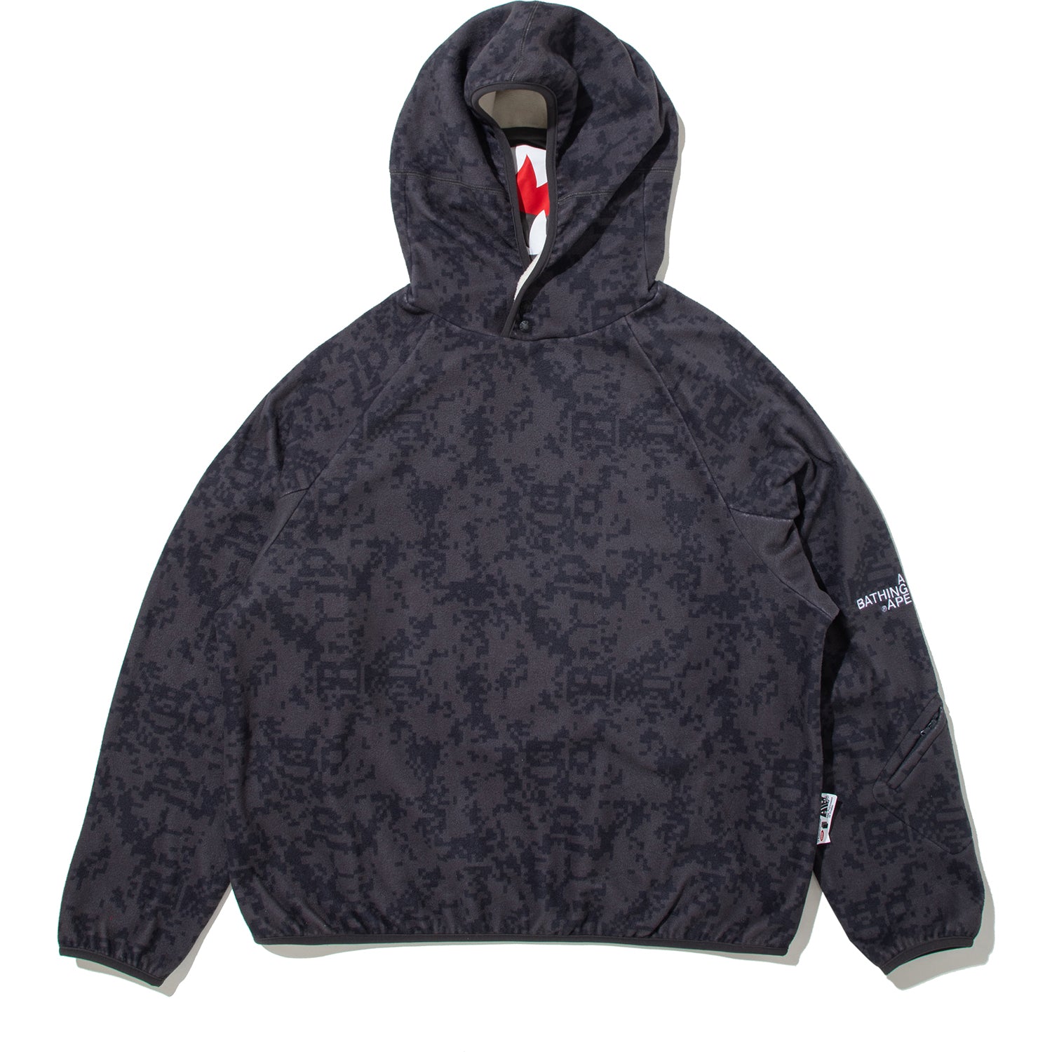 BAPE BY KAZUKI KURAISHI PIXELATE CAMO SHARK RELAXED FIT HOODIE MENS